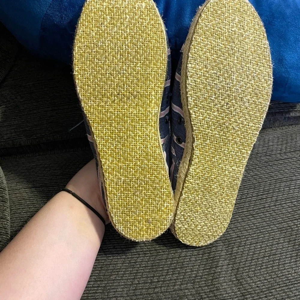 Toms Blue and White Striped Sneakers
